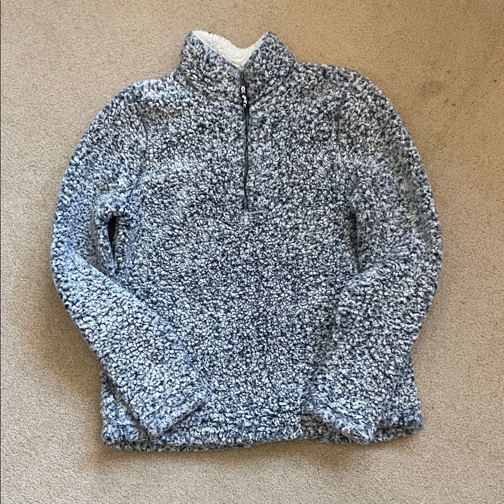 Plush Blue and White Zip-Up Sherpa Jacket